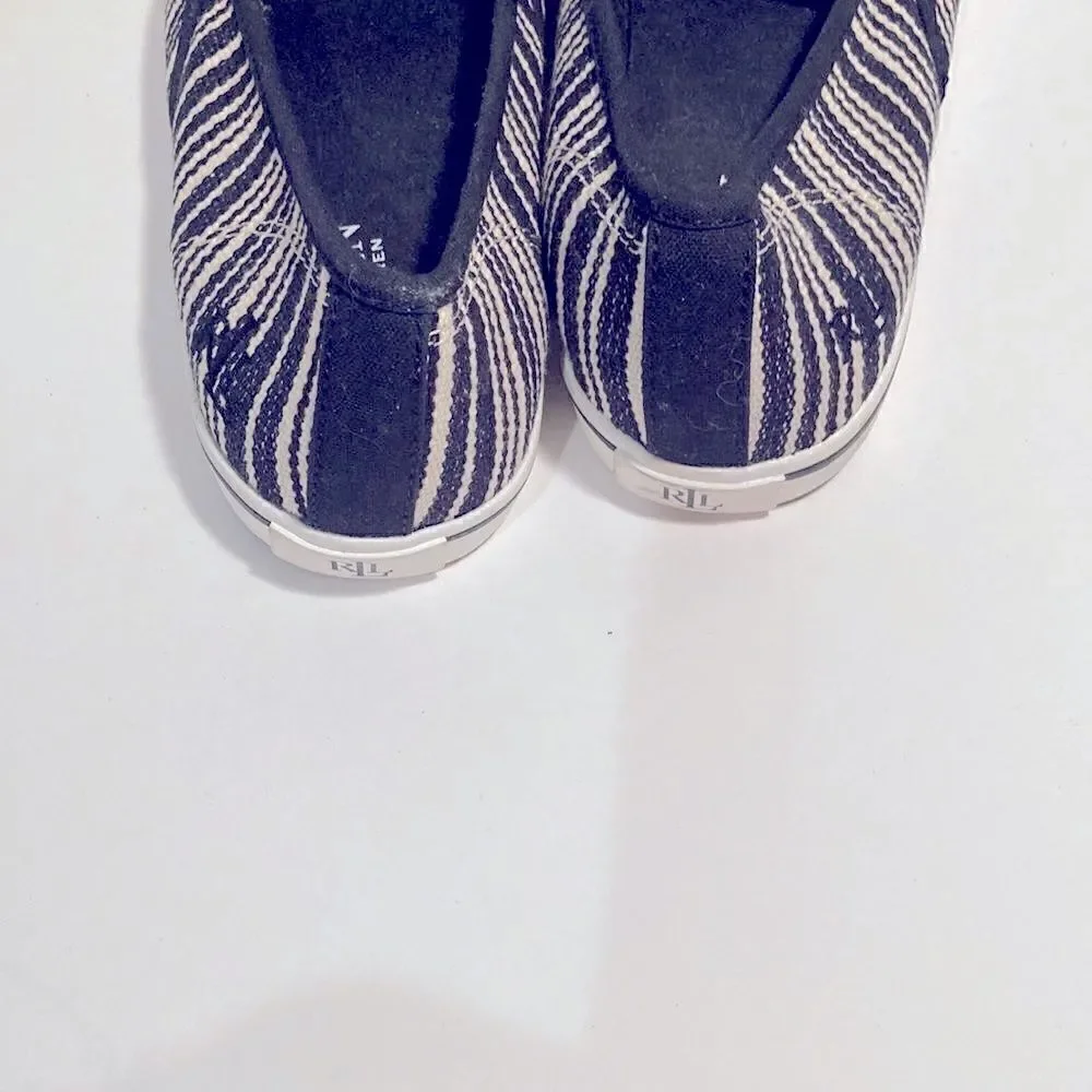 Lauren Ralph Lauren striped black and white slipon espadrilles shoes